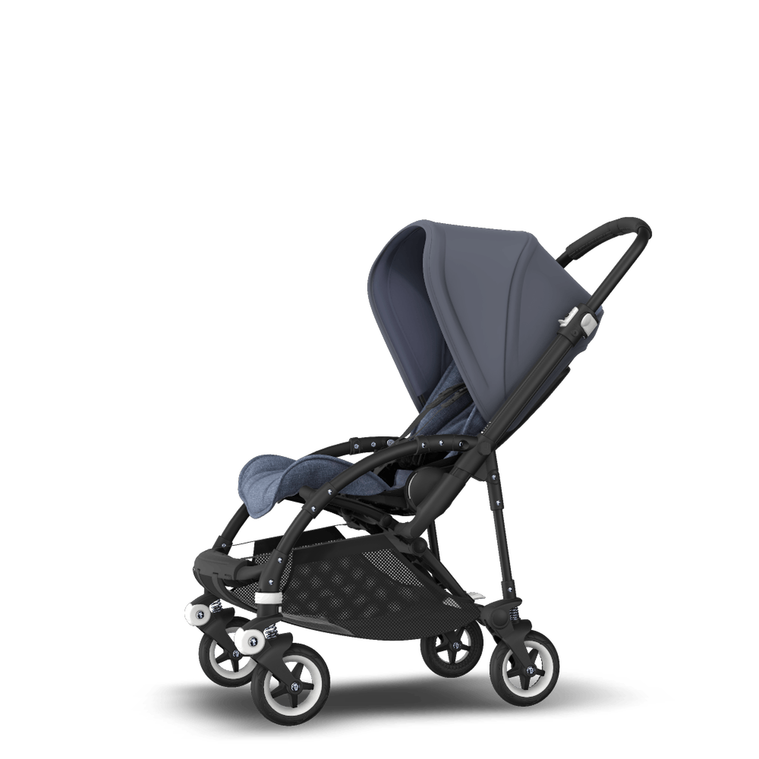 PP Bugaboo Bee 5 seat stroller steel blue sun canopy, blue melange fabrics, black base - Thumbnail Slide 4 of 6