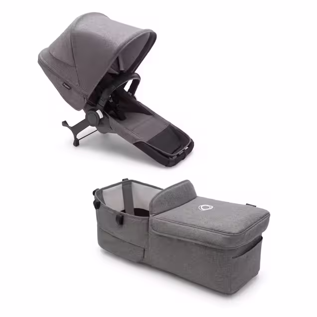 Refurbished Bugaboo Donkey 5 Twin extension set complete GREY MÉLANGE-GREY MÉLANGE - Main Image Slide 1 of 1