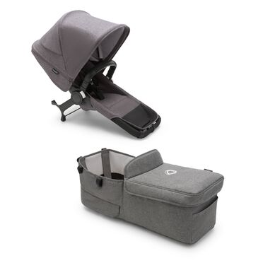 Refurbished Bugaboo Donkey 5 Twin extension set complete GREY MÉLANGE-GREY MÉLANGE
