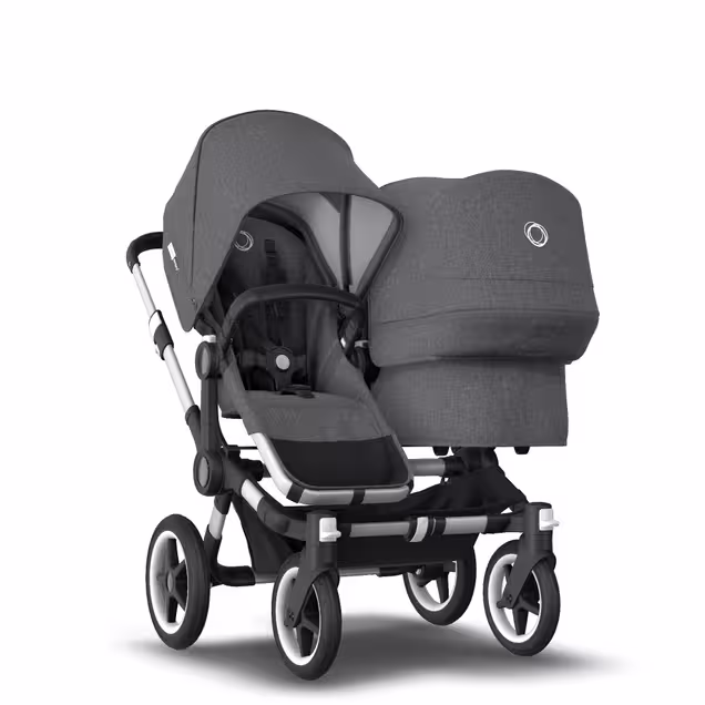 AU - Bugaboo Donkey 3 Duo Seat and Bassinet Stroller Grey Melange, Aluminum chassis - Main Image Slide 1 of 4