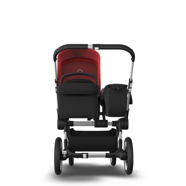 Bugaboo Donkey 3 Mono seat and bassinet stroller red sun canopy, black fabrics, aluminium base - Main Image Slide 3 van 10
