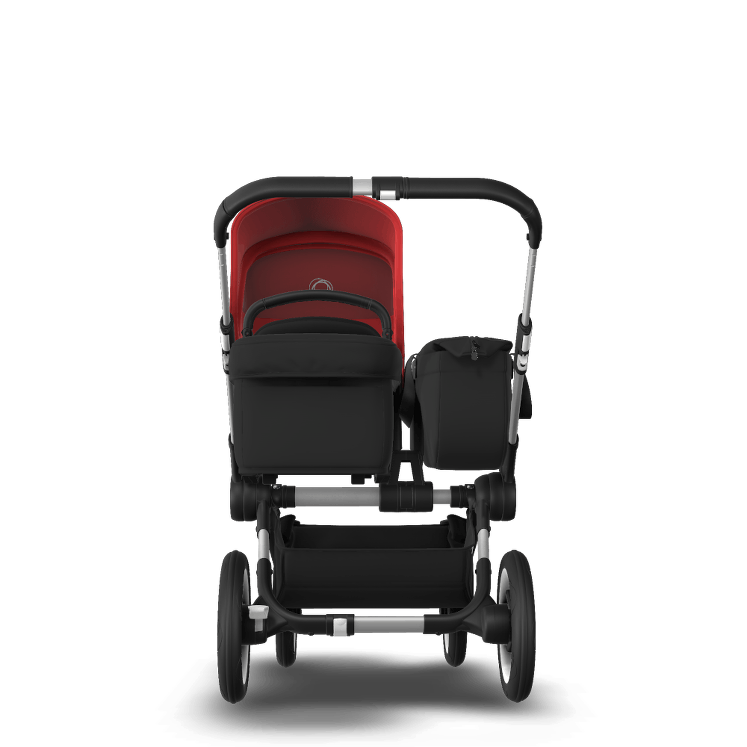Bugaboo Donkey 3 Mono seat and bassinet stroller red sun canopy, black fabrics, aluminium base - Thumbnail Slide 3 of 10