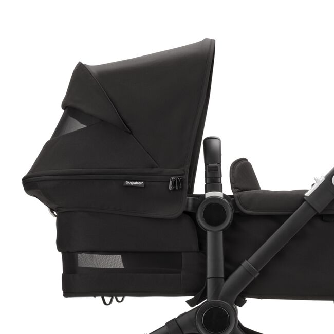 Bugaboo Donkey 5 Duo bassinet and seat stroller graphite base, midnight black fabrics, forest green sun canopy - Main Image Slide 7 of 12