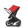 Bugaboo Fox 2 Seat and Bassinet Stroller red sun canopy grey melange style set, black chassis - Thumbnail Slide 6 of 6
