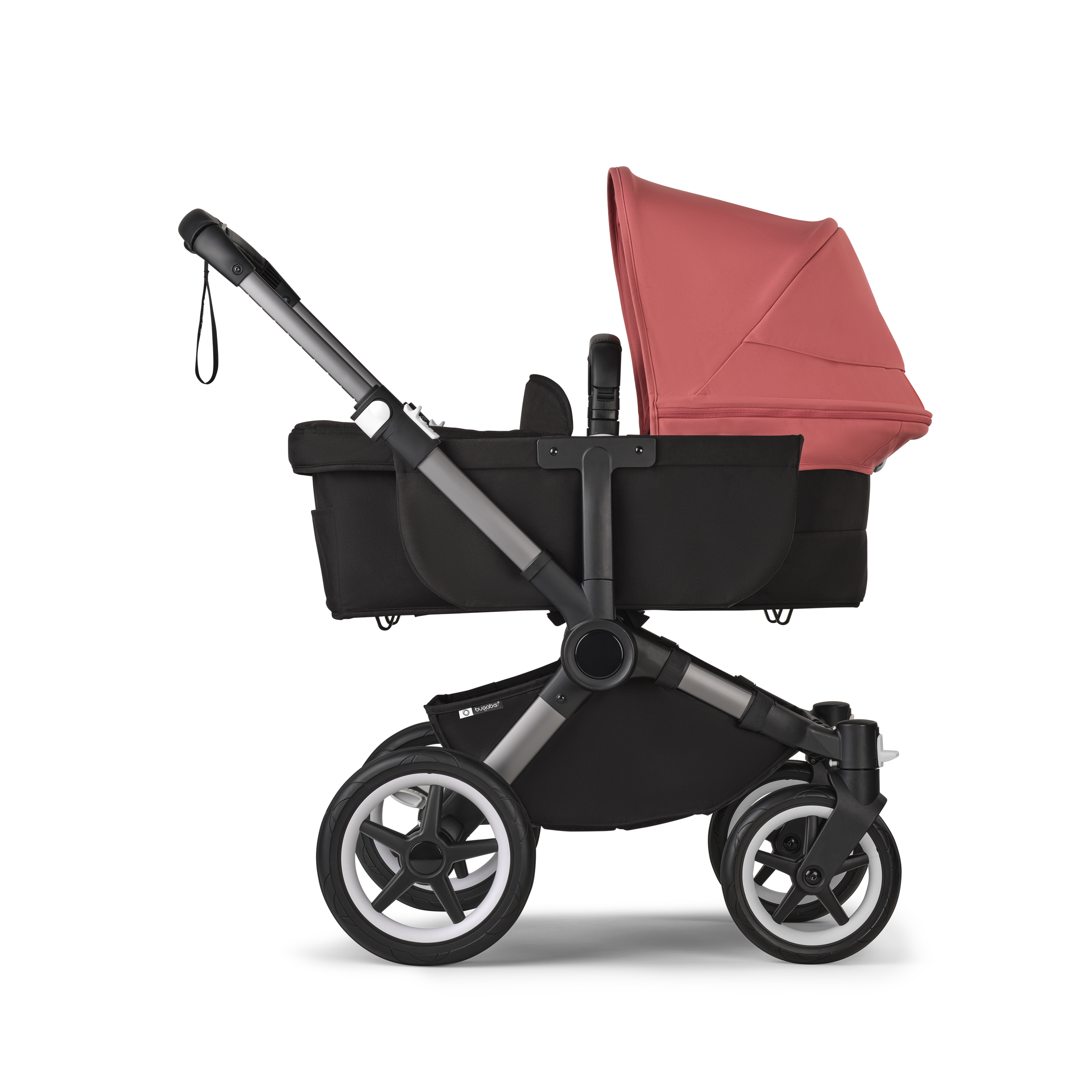 Bugaboo Donkey 5 Mono 2-in-1 stroller graphite base, midnight black fabrics, sunrise red sun canopy - Thumbnail Slide 3 of 11