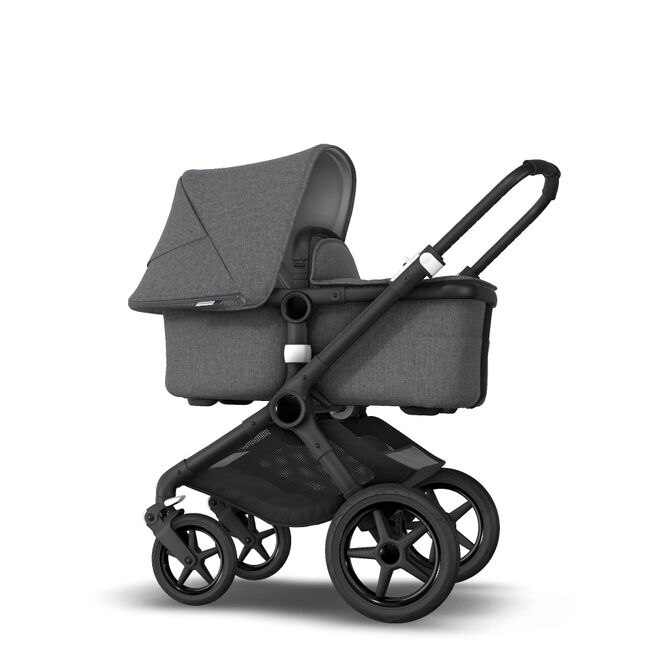 Fox 2 Seat and Bassinet Stroller Grey Melange sun canopy, Grey Melange style set, Black chassis - Main Image Slide 2 of 6