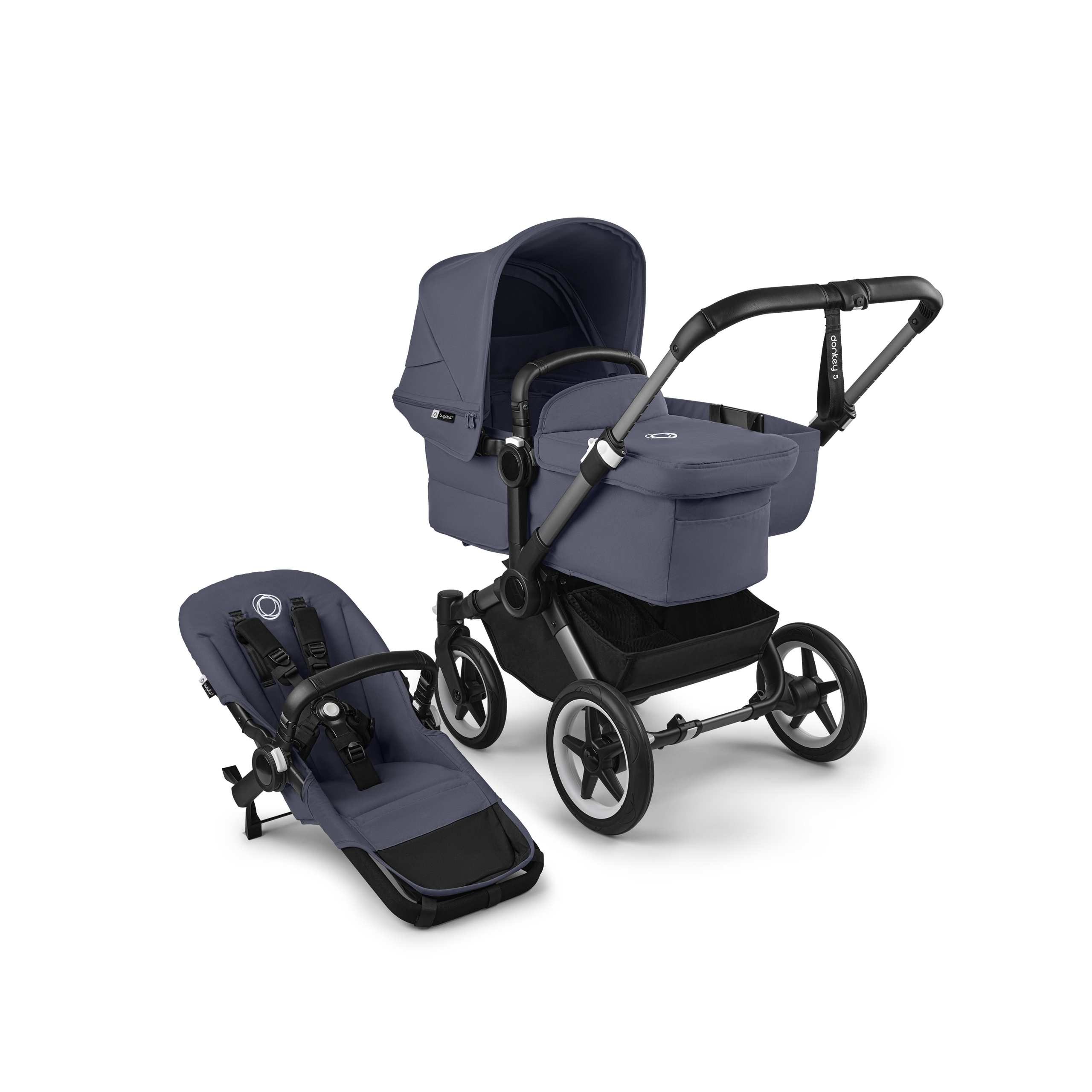 Refurbished Bugaboo Donkey 5 Classic Mono complete UK GRAPHITE/DARK NAVY - Thumbnail Slide 1 of 10