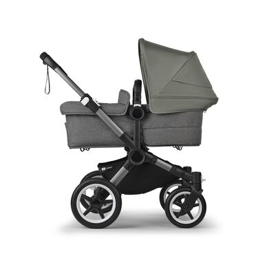 Bugaboo Donkey 5 twin stroller graphite base, grey mélange fabrics, forest green sun canopy - view 2
