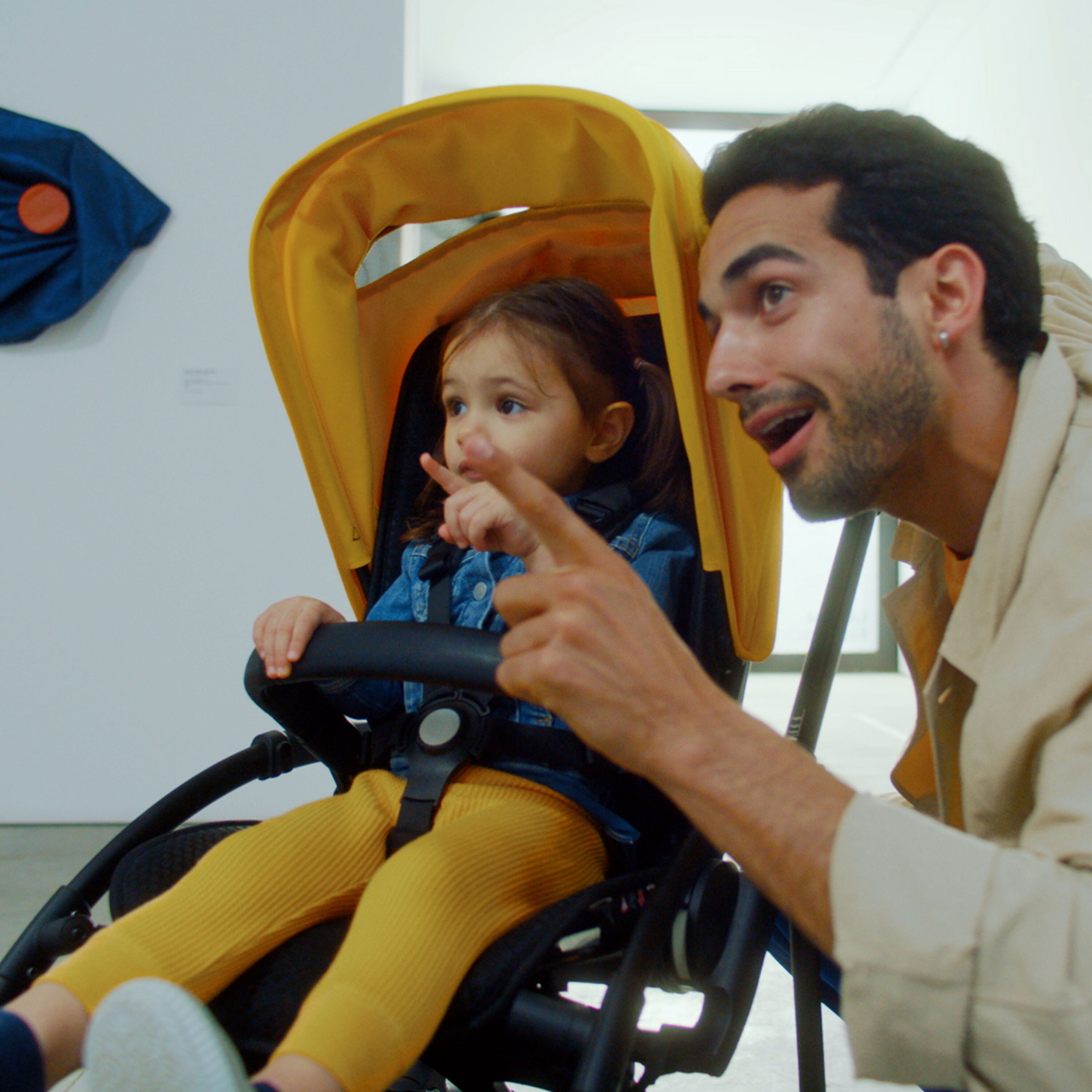 Bugaboo Bee 6 seat stroller lemon yellow sun canopy, grey mélange fabrics, black base - Main Modal Image Slide 4 of 5