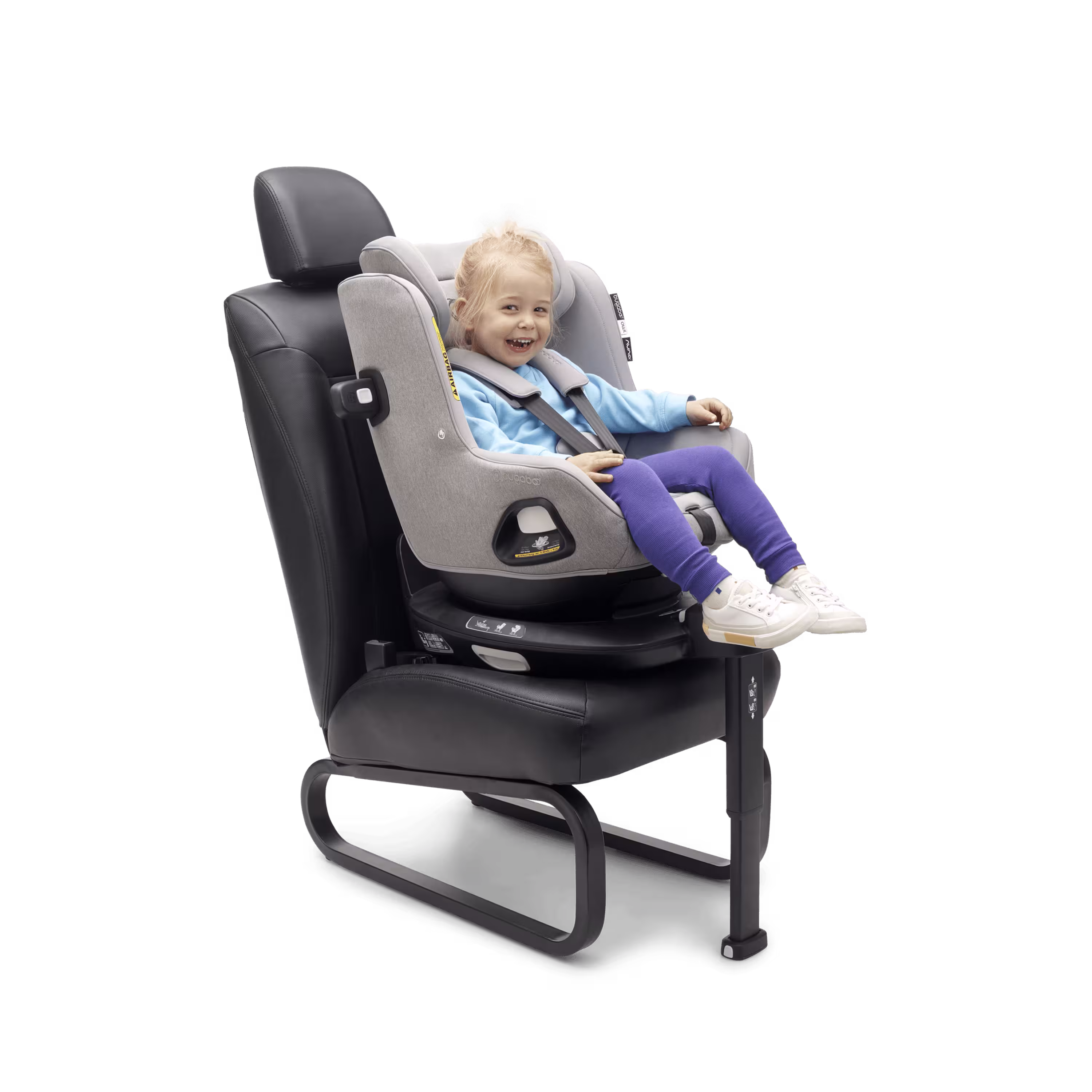 A happy toddler safely seated in the Bugaboo Owl by Nuna with 360 ISOFIX Base. - Main Modal Image Slide 8 of 13