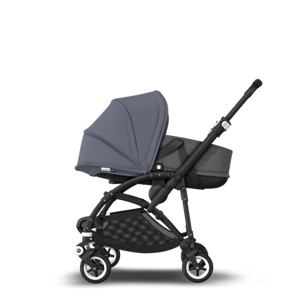 Bugaboo Bee 5 seat and bassinet stroller steel blue sun canopy, grey melange fabrics, black base - view 1