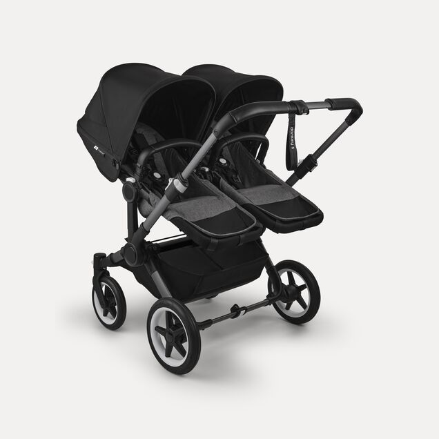 Bugaboo Donkey 5 twin stroller graphite base, grey mélange fabrics, midnight black sun canopy - Main Image Slide 4 of 12