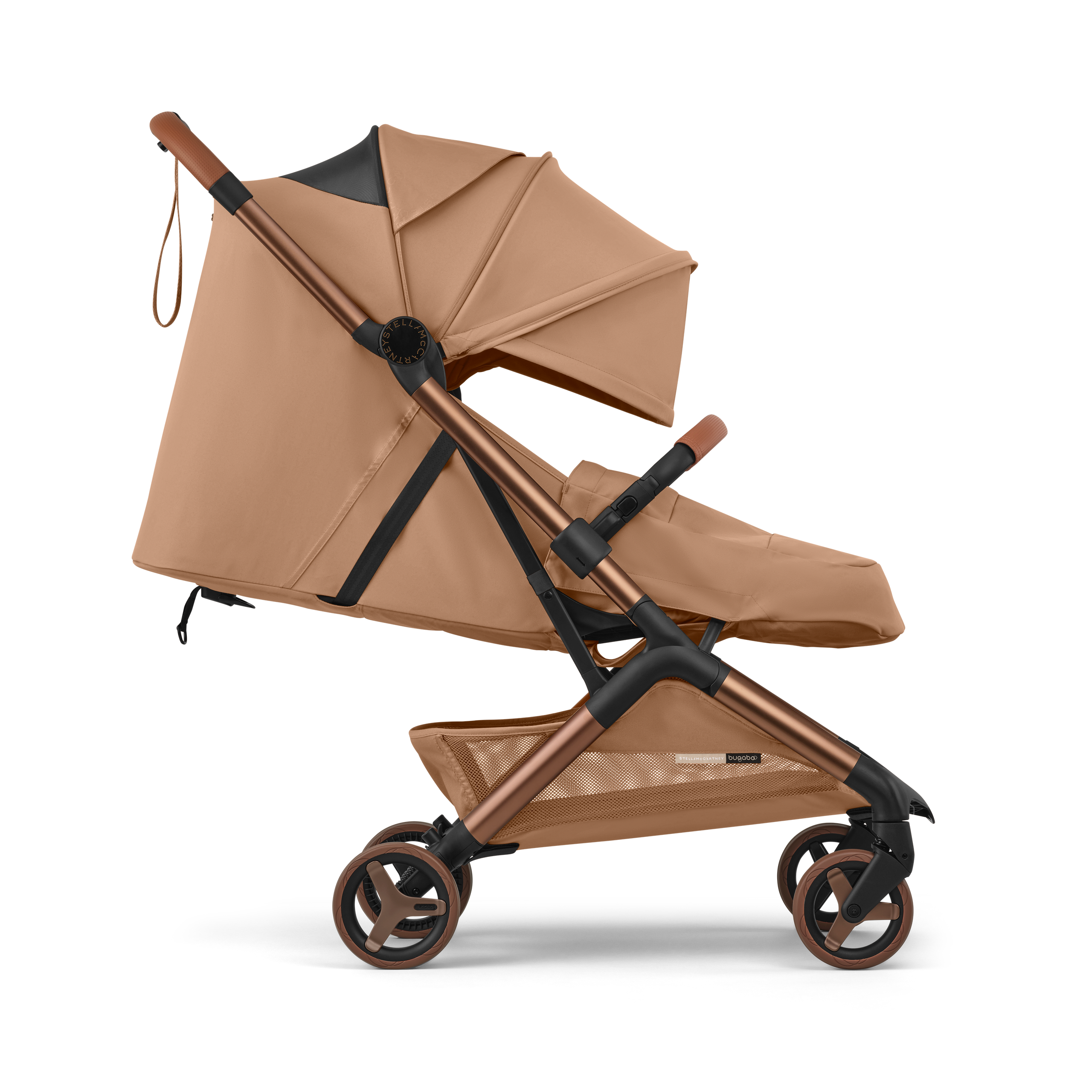 Bugaboo x Stella McCartney Butterfly 2 Plus travel stroller tobacco brown base, tobacco brown fabrics, tobacco brown sun canopy - Thumbnail Slide 6 of 12