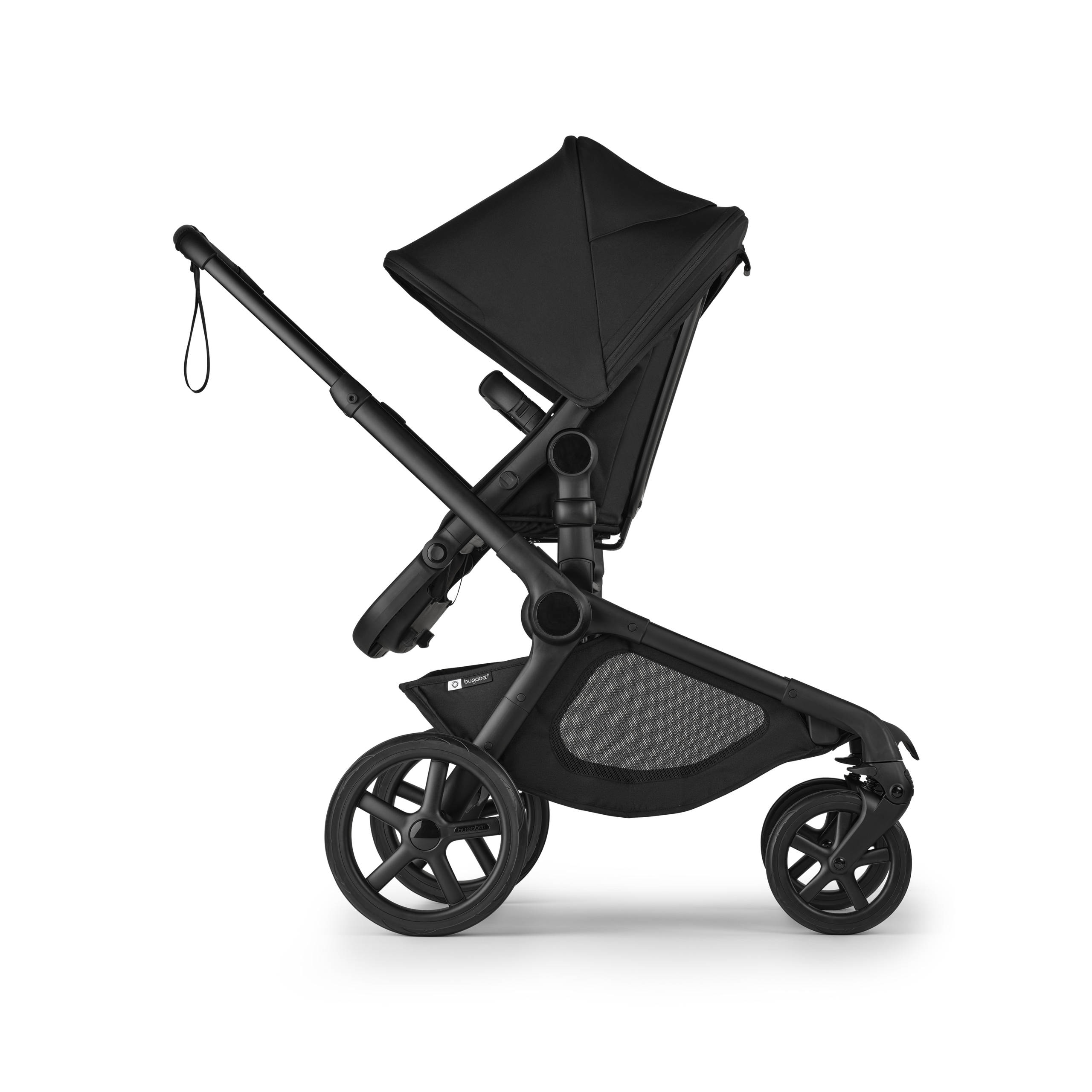 Bugaboo Kangaroo seat-only stroller black base, midnight black fabrics, midnight black sun canopy - Thumbnail Slide 2 of 11