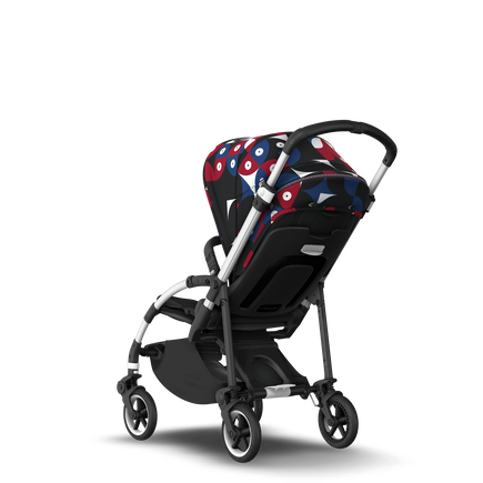 Bugaboo Bee 6 seat stroller aluminium base, black fabrics, animal explorer red/blue sun canopy - view 1