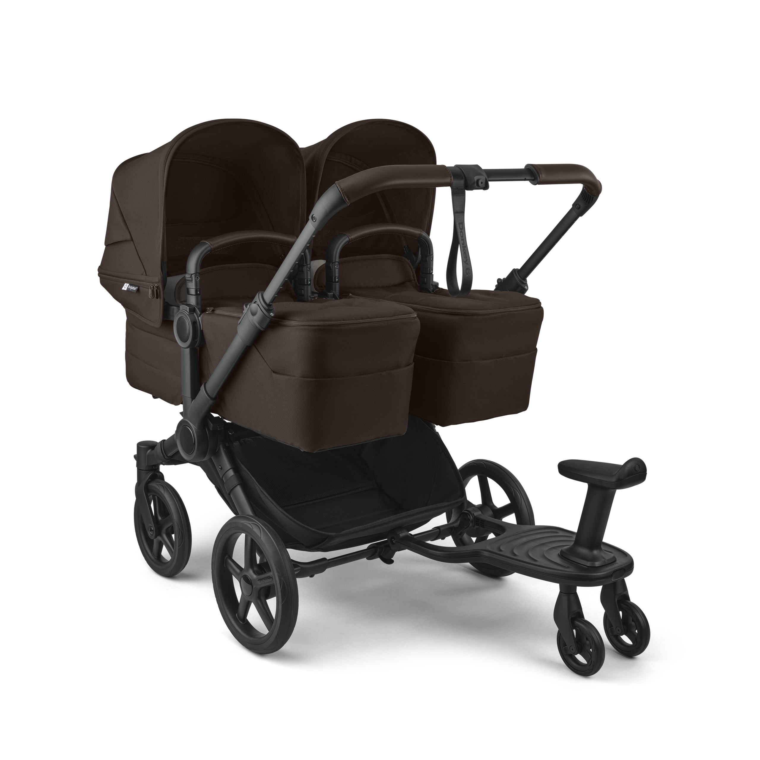 Bugaboo Donkey 6 twin stroller black base, moon grey fabrics, moon grey sun canopy - Thumbnail Slide 8 of 8