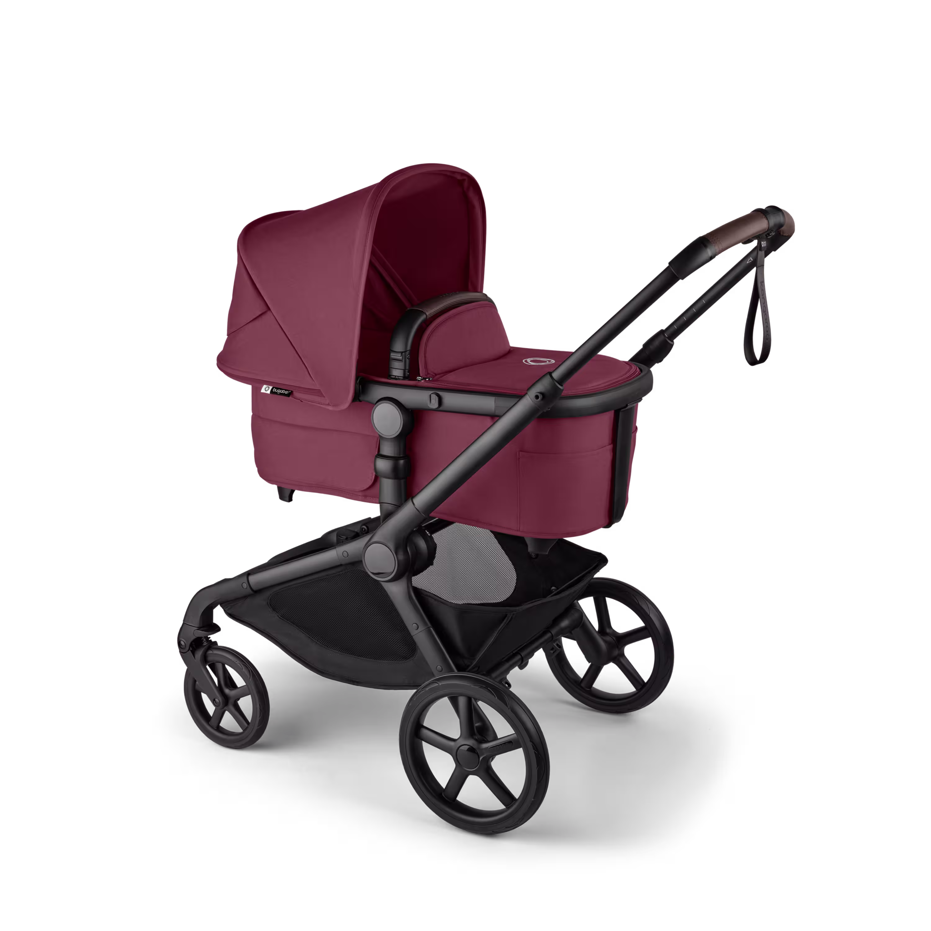 Bugaboo Kangaroo 2-in-1 stroller with one bassinet, Dark Cherry fabrics, and Dark Cherry sun canopy. - Main Modal Image Slide 3 of 18