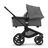 Side view of the Bugaboo Fox 5 bassinet stroller with black chassis, grey melange fabrics and grey melange sun canopy. - Thumbnail Slide 2 of 13