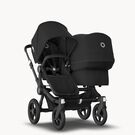 Bugaboo Donkey 3 Duo seat and bassinet stroller black sun canopy, black fabrics, black base