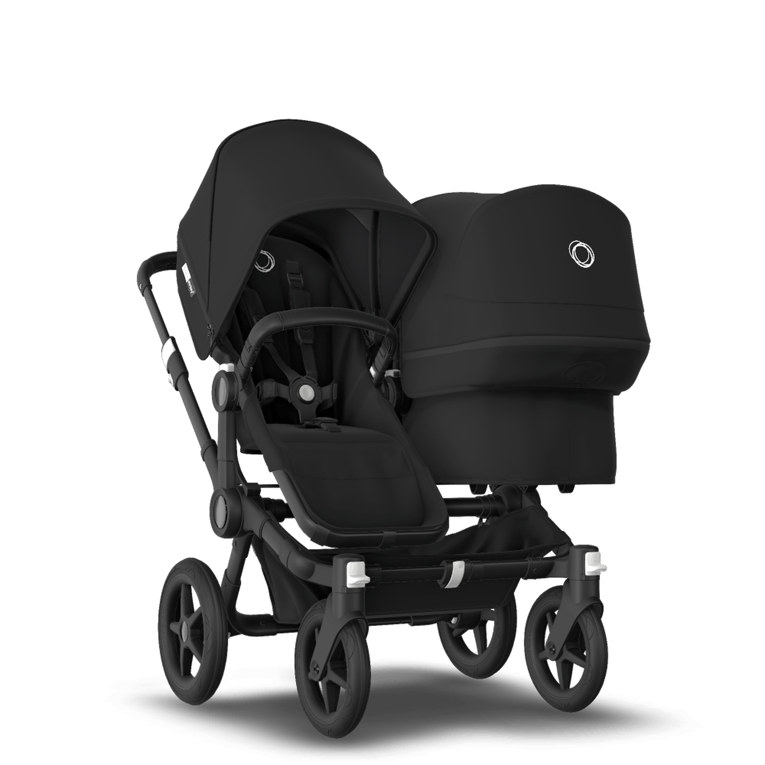 Bugaboo Donkey 3 Duo seat and bassinet stroller black sun canopy, black fabrics, black base - Thumbnail Slide 1 of 5
