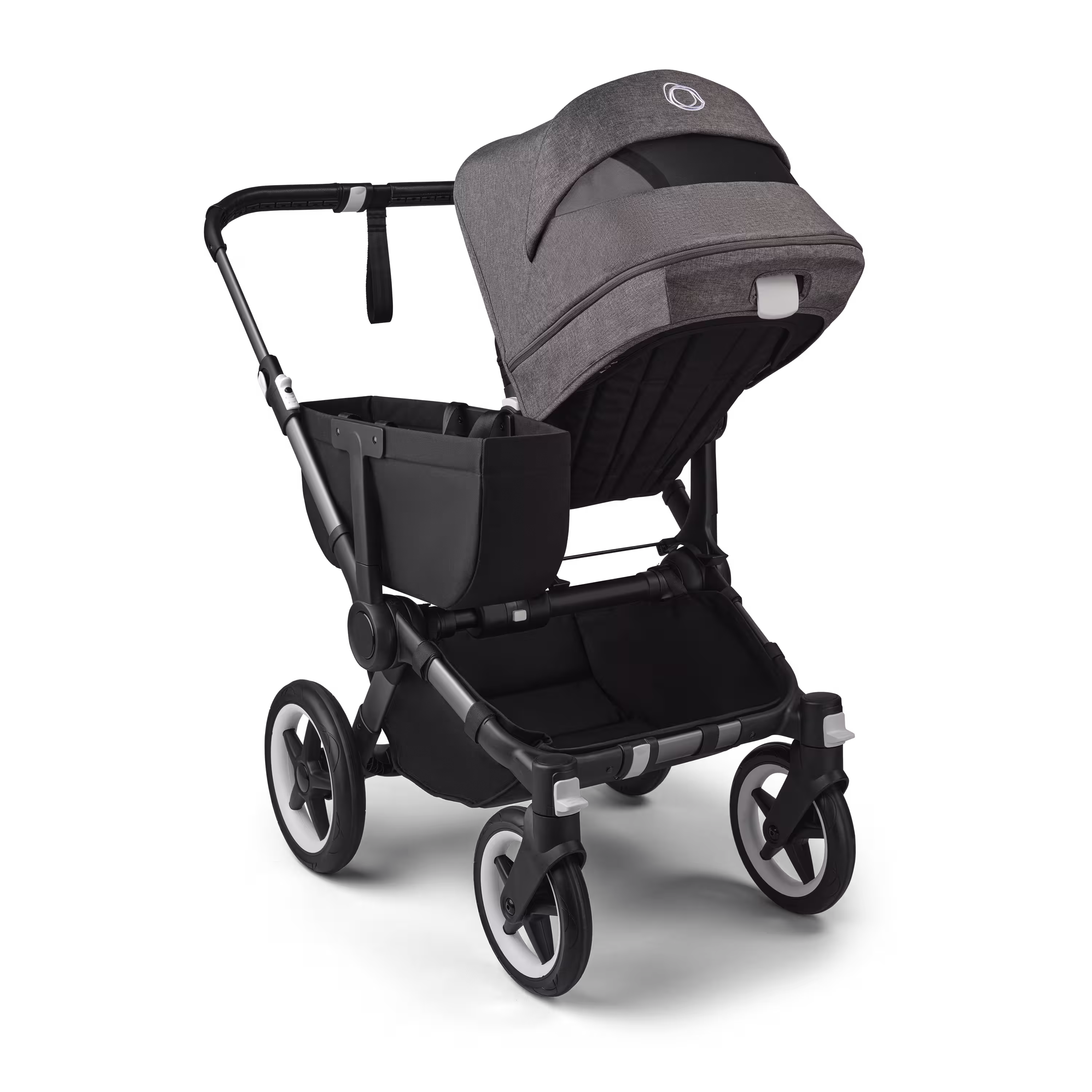 Bugaboo Donkey 5 Mono 2-in-1 stroller graphite base, midnight black fabrics, grey mélange sun canopy - Main Modal Image Slide 4 of 12
