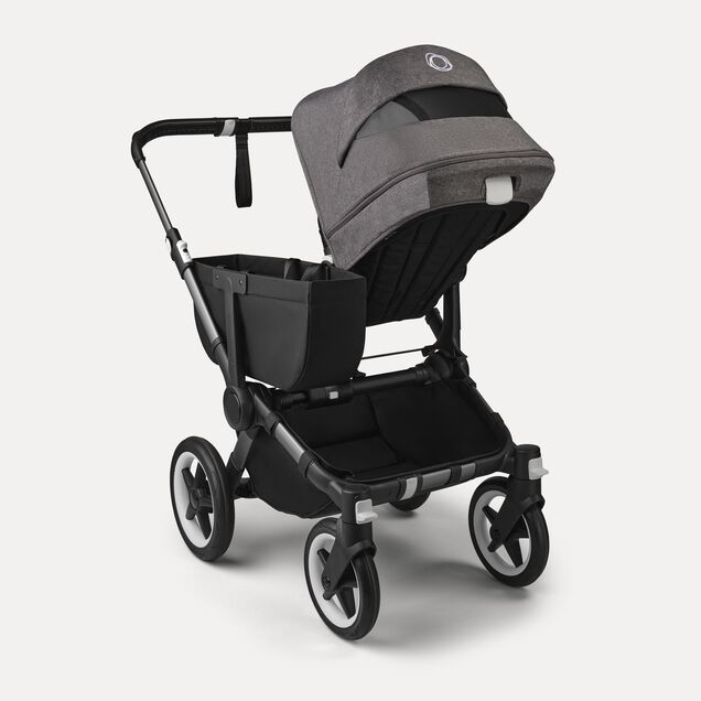 Bugaboo Donkey 5 Mono 2-in-1 stroller graphite base, midnight black fabrics, grey mélange sun canopy - Main Image Slide 4 van 12