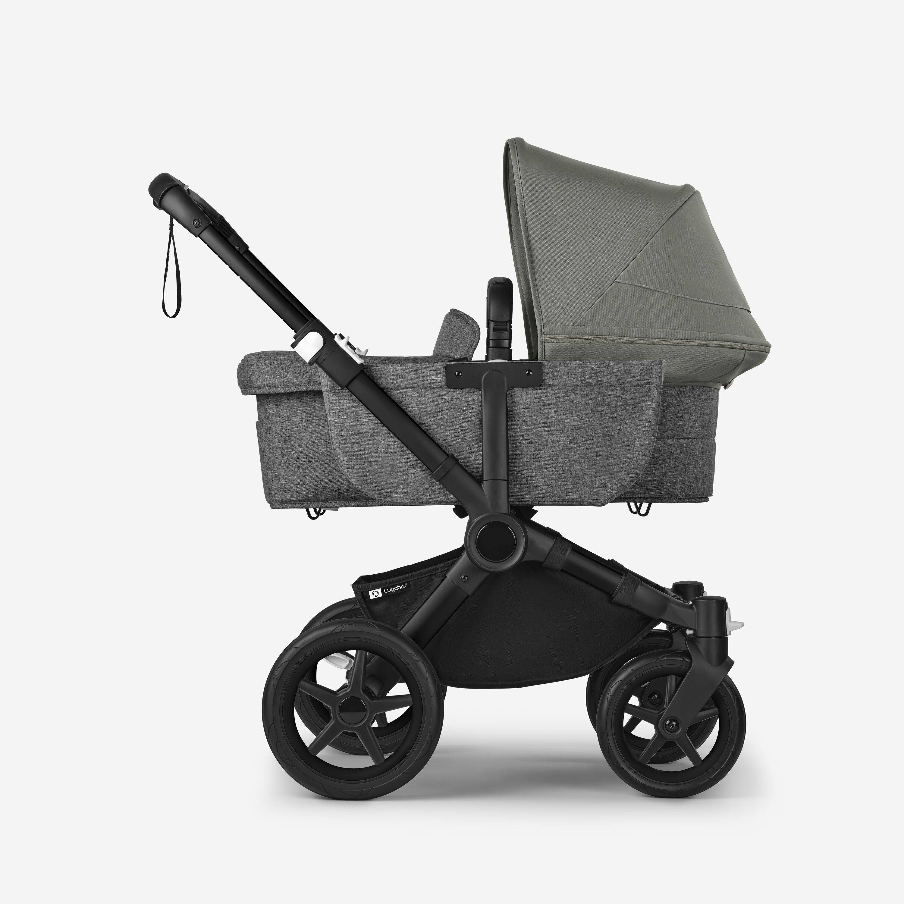 Bugaboo Donkey 5 Mono 2-in-1 stroller black base, grey mélange fabrics, forest green sun canopy - Main Modal Image Slide 3 of 12
