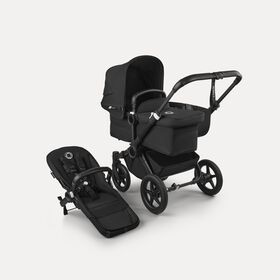 Bugaboo Donkey 5 Mono 2-in-1 stroller black base, midnight black fabrics, midnight black sun canopy
