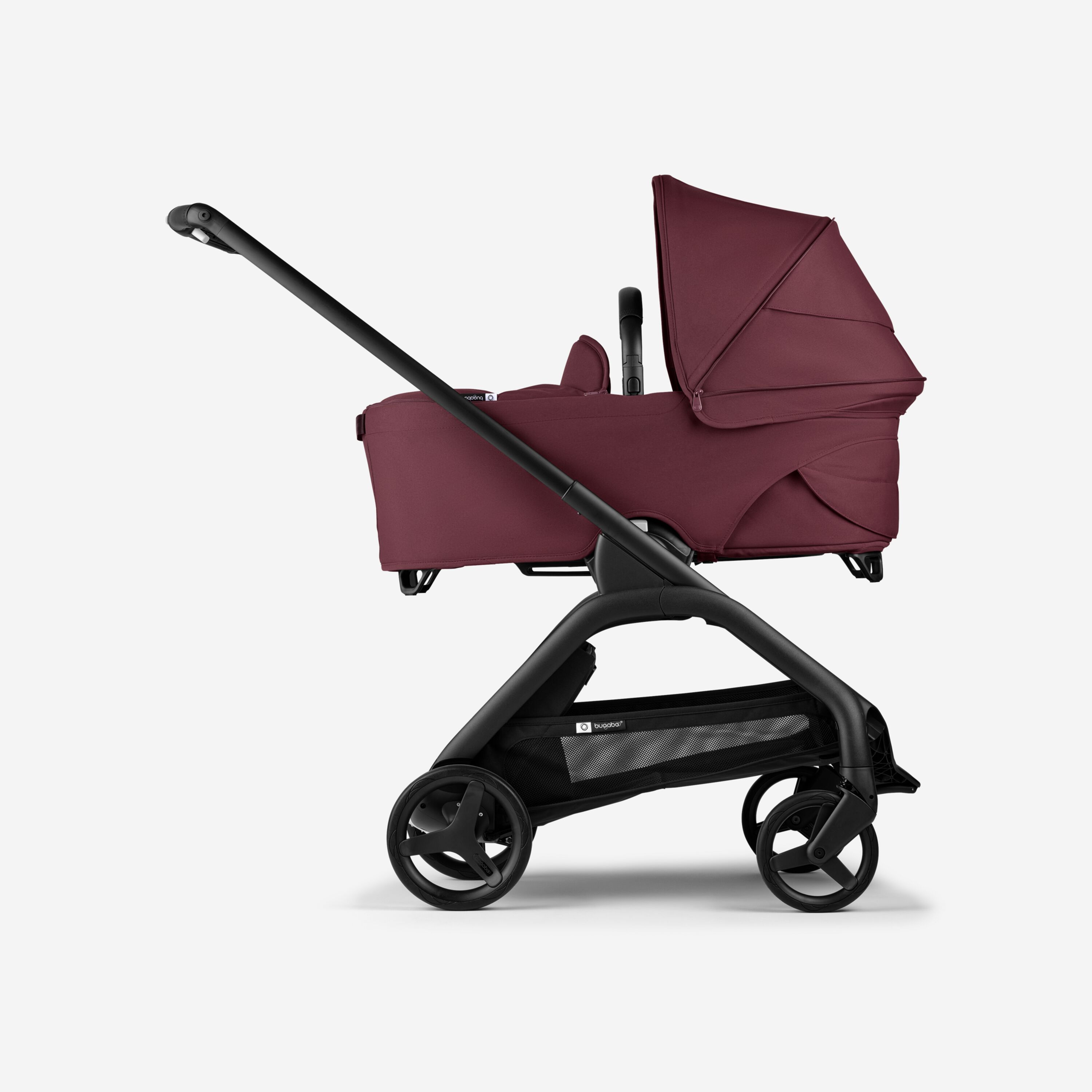 Bugaboo Dragonfly 2-in-1 stroller black base, dark cherry red fabrics, dark cherry red sun canopy - Main Modal Image Slide 3 of 16