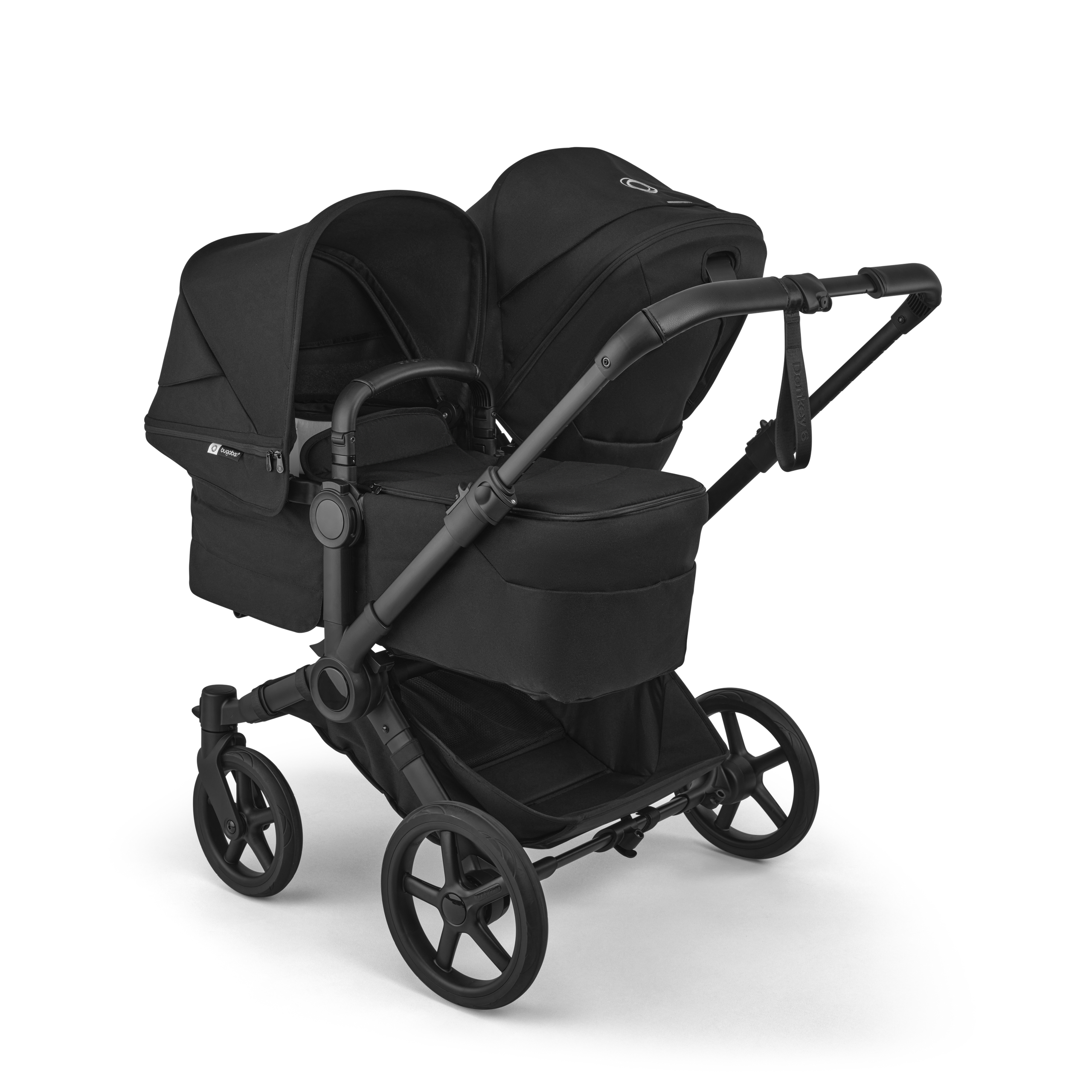 Bugaboo Donkey 6 double stroller black base, heritage black fabrics, heritage black sun canopy - Thumbnail Slide 2 of 10