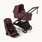 Bugaboo Dragonfly 2-in-1 pram black base, dark cherry red fabrics, dark cherry red sun canopy