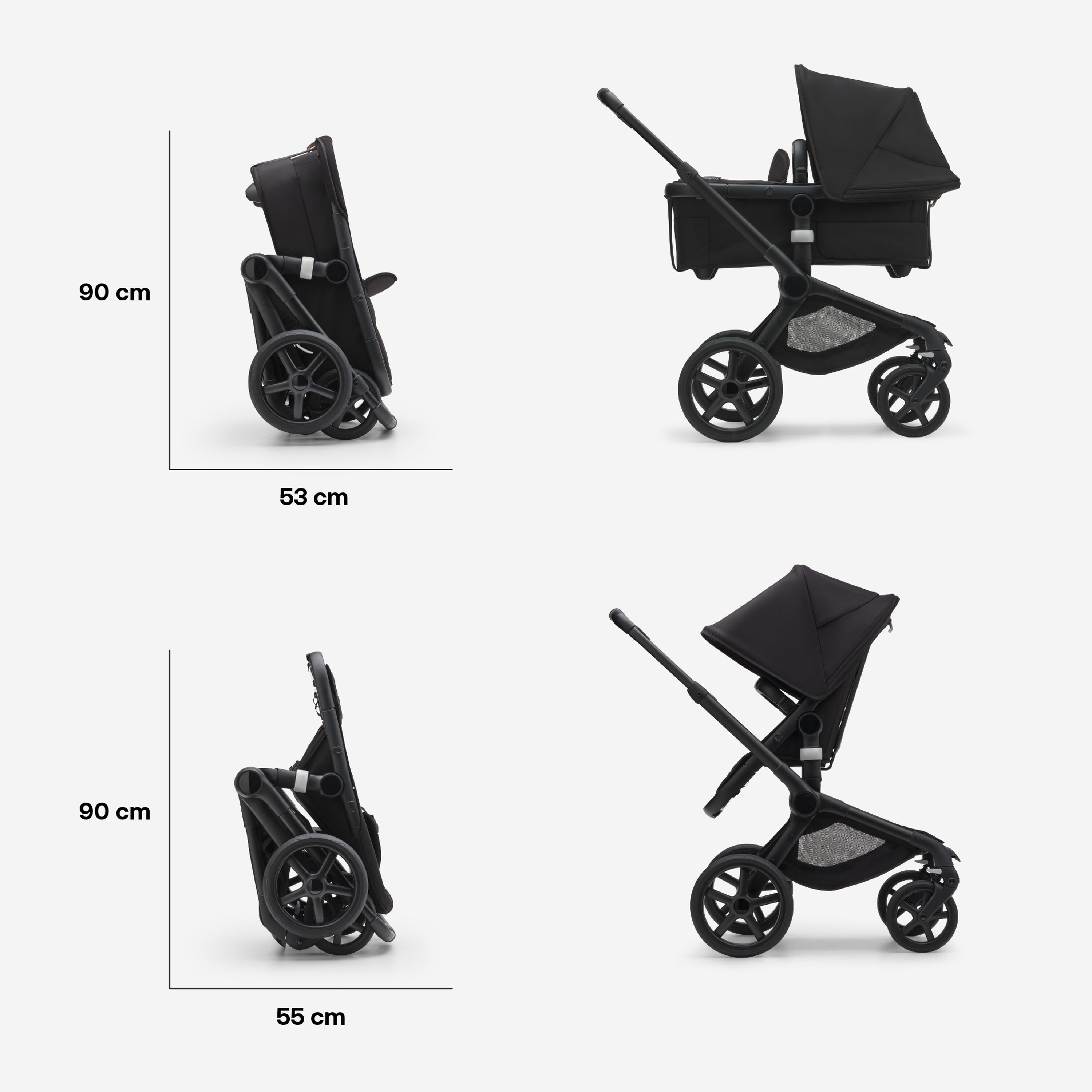 Bugaboo Fox 5 bassinet and seat stroller graphite base, grey melange fabrics, grey melange sun canopy - Main Modal Image Slide 4 of 9