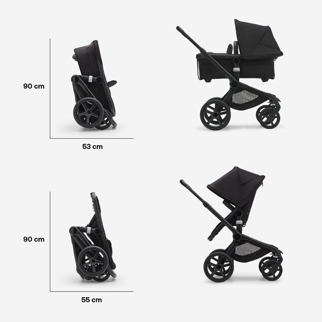 Bugaboo Fox 5 bassinet and seat stroller graphite base, grey melange fabrics, grey melange sun canopy - Main Image Slide 4 of 9