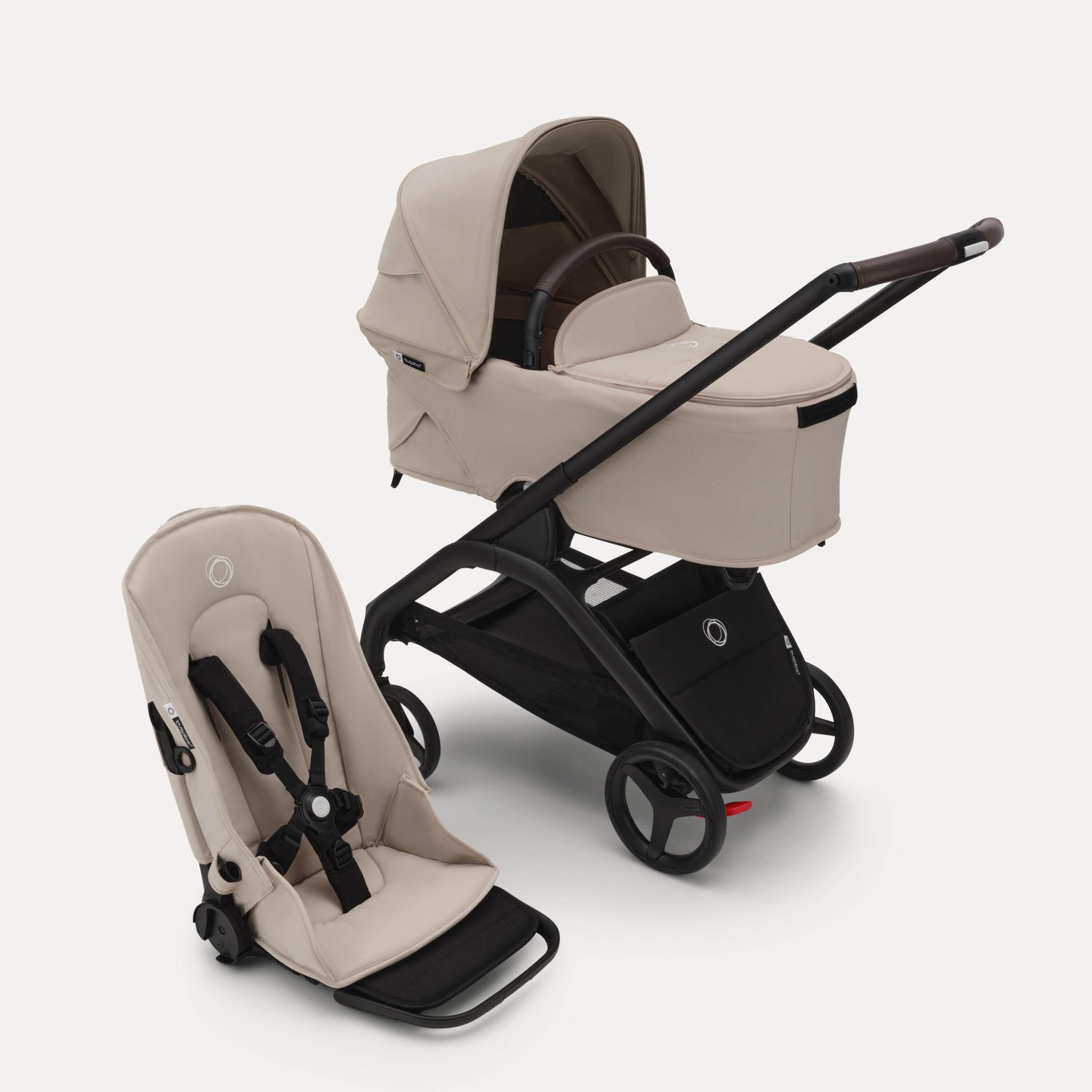 Bugaboo Dragonfly 2-in-1 pram black base, desert taupe fabrics, desert taupe sun canopy - Main Modal Image Slide 1 of 16