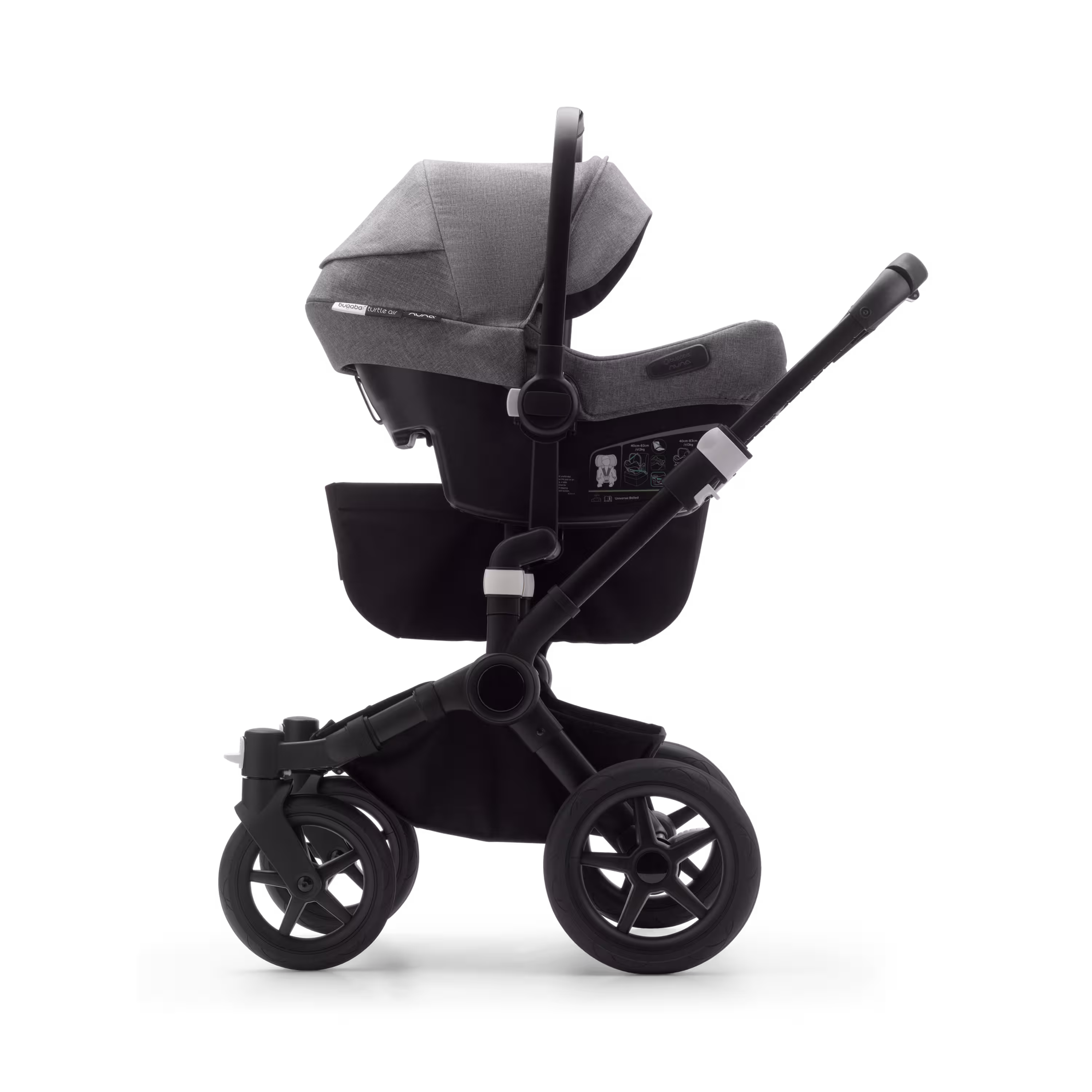 Bugaboo Donkey 3 Mono travel system grey melange sun canopy, grey melange fabrics, black base - Main Modal Image Slide 2 of 19
