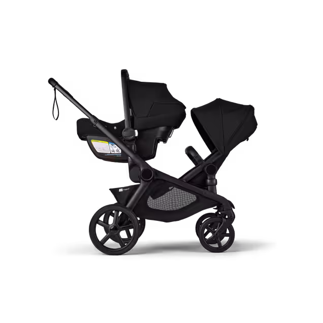 Bugaboo Kangaroo Double bassinet and seat pram black base, midnight black fabrics, midnight black sun canopy - Main Image Slide 16 of 18