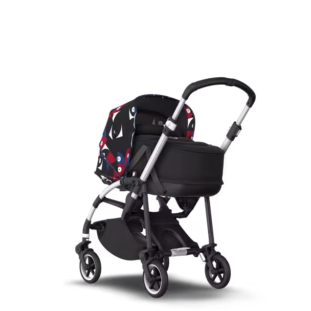 Bugaboo Bee 6 bassinet and seat stroller aluminium base, black fabrics, animal explorer red/blue sun canopy - Main Image Slide 1 of 6