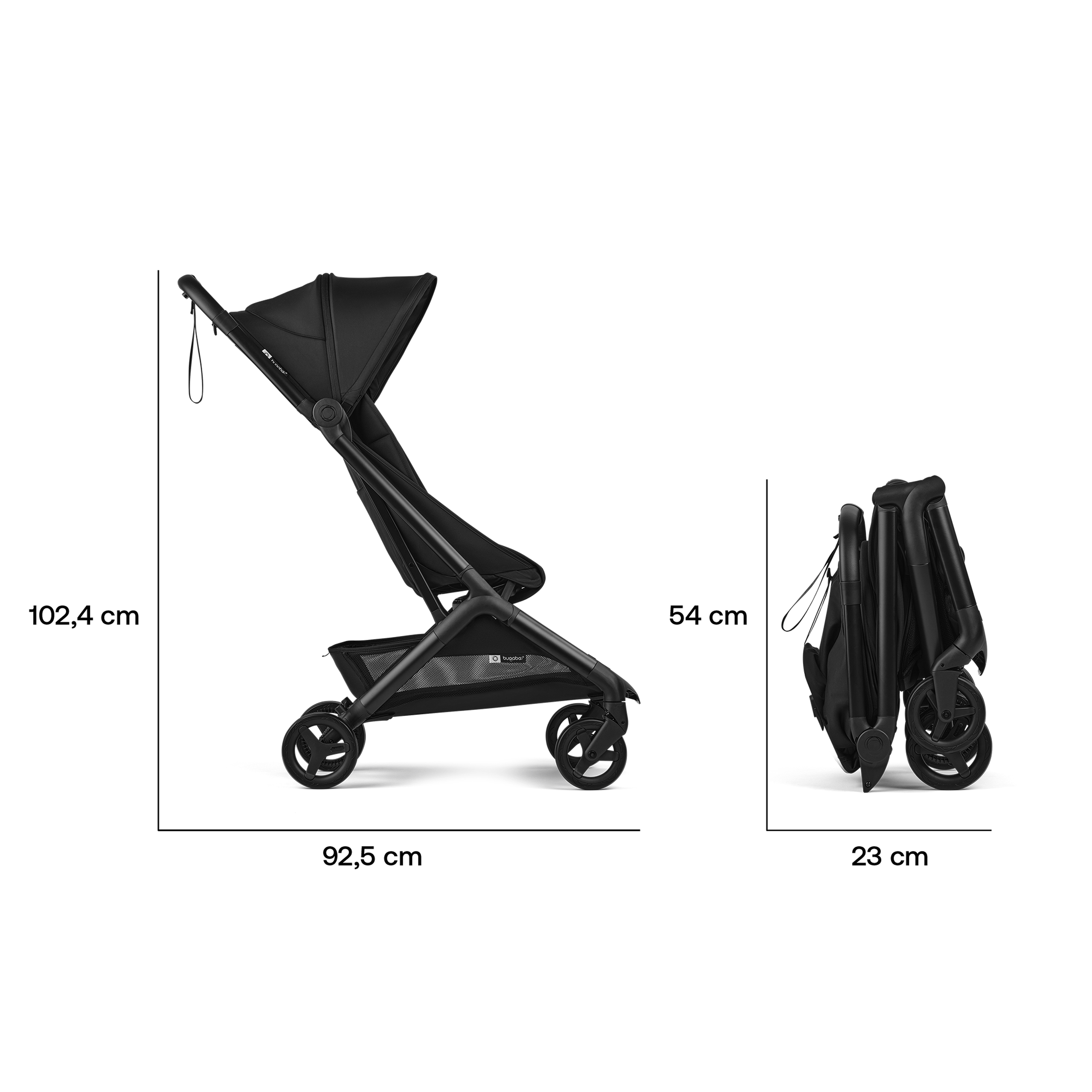 Bugaboo Butterfly 2 Plus travel pram black base, heritage black fabrics, heritage black sun canopy - Thumbnail Slide 7 of 12