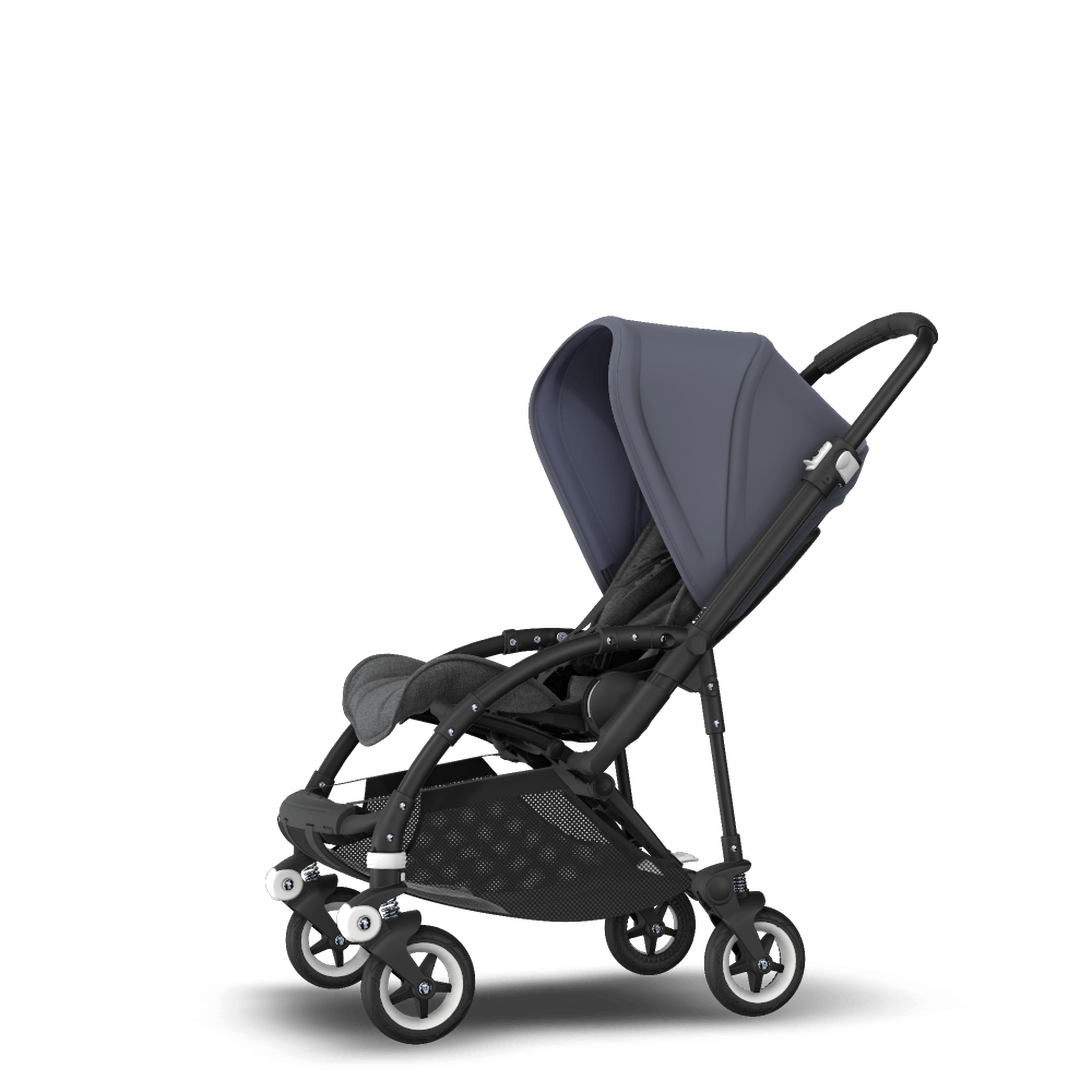 Bugaboo Bee 5 seat stroller steel blue sun canopy, grey melange fabrics, black base - Thumbnail Slide 2 of 6