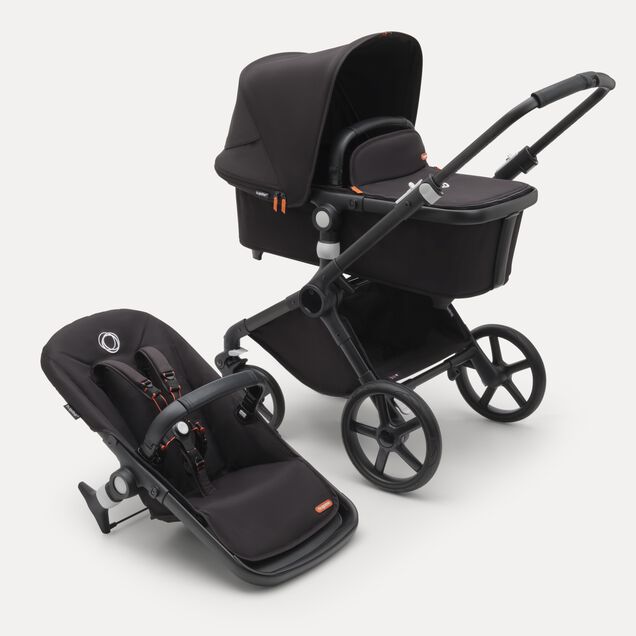 Bugaboo Fox Cub 2-in-1 stroller black base, midnight black fabrics, midnight black sun canopy - Main Image Slide 1 of 13