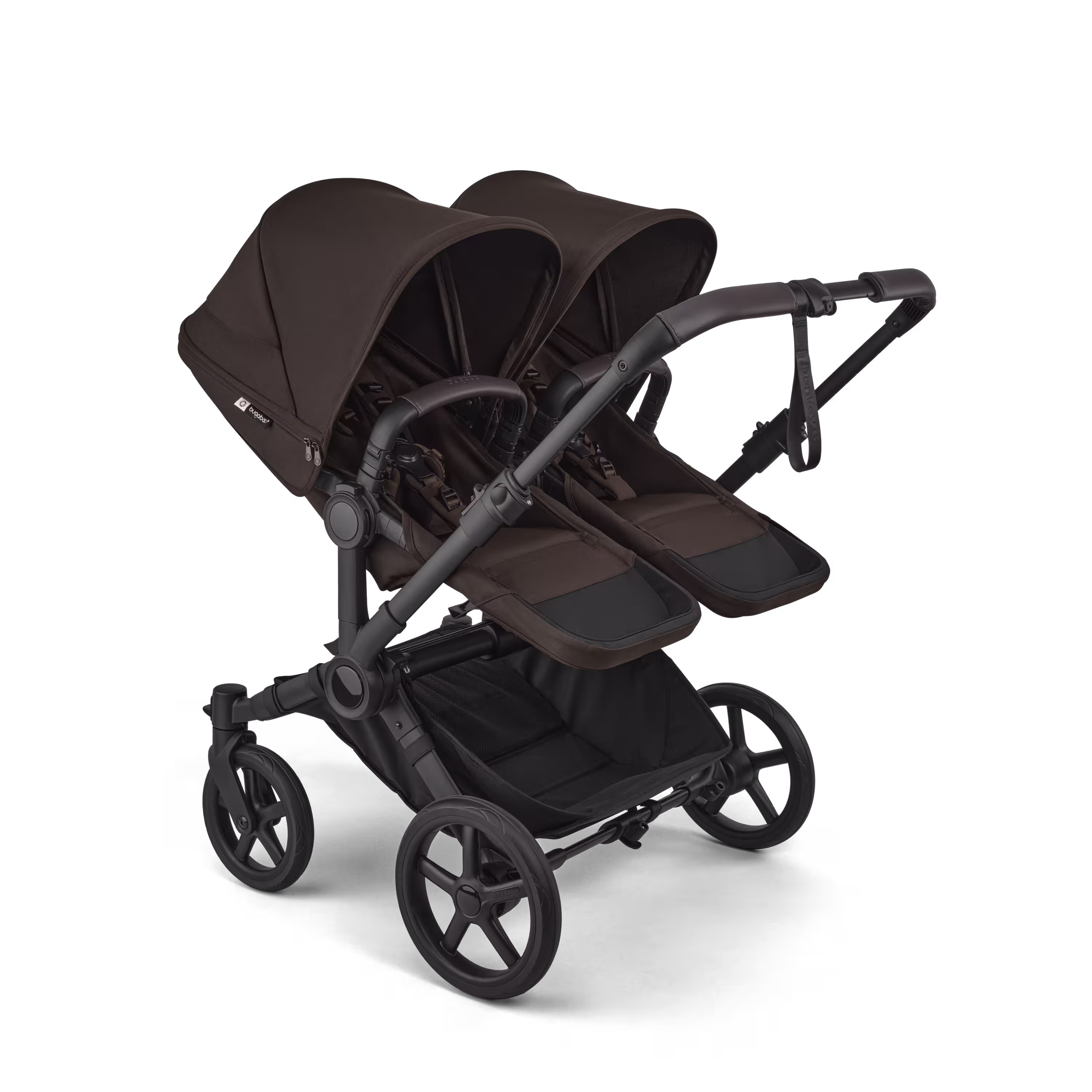 Bugaboo Donkey 6 twin pushchair black base, cocoa brown fabrics, cocoa brown sun canopy - Main Modal Image Slide 2 of 9