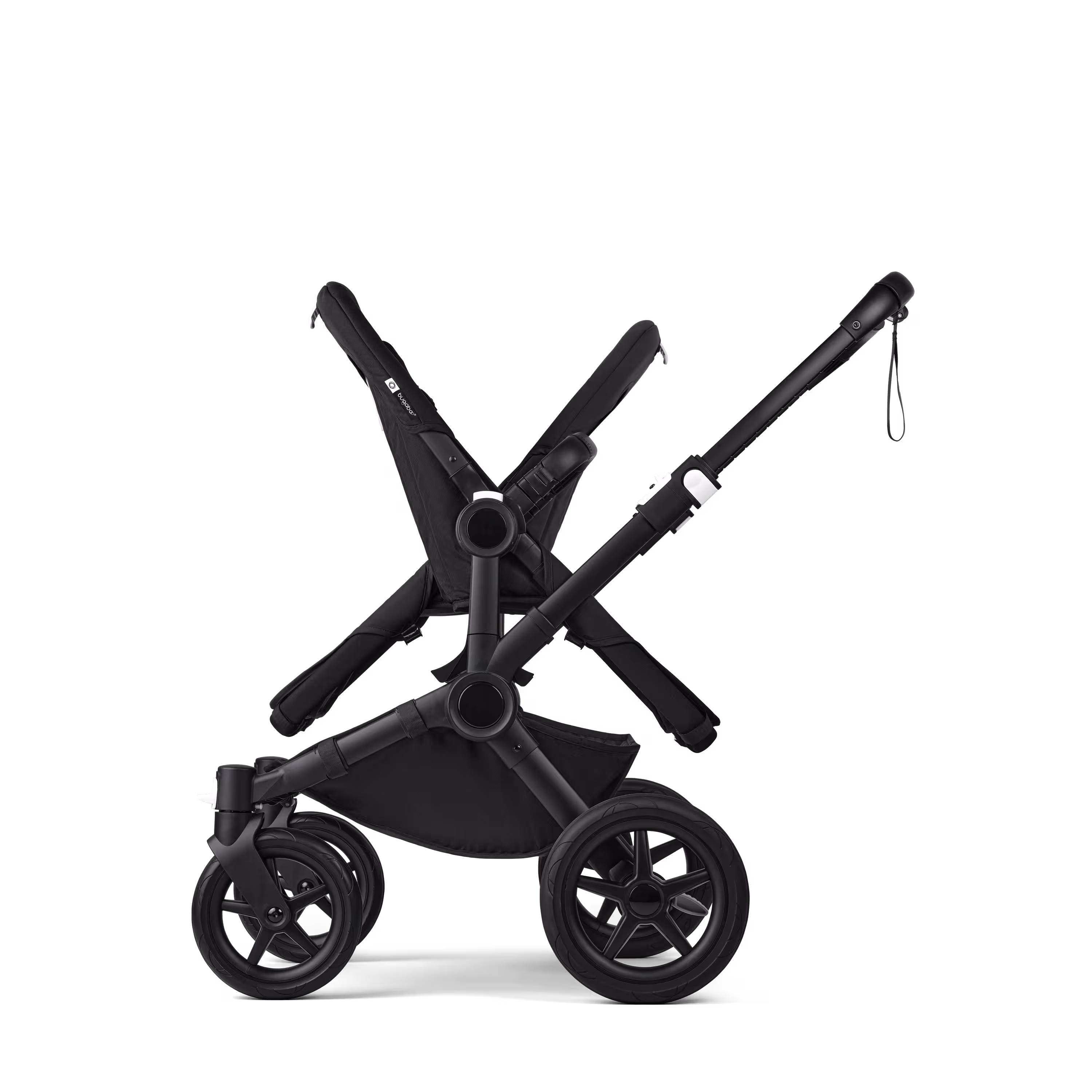 Bugaboo Donkey 5 twin stroller graphite base, midnight black fabrics, art of discovery white sun canopy - Main Modal Image Slide 9 of 12