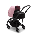 Bugaboo Bee 6 bassinet and seat stroller soft pink sun canopy, black fabrics, black base
