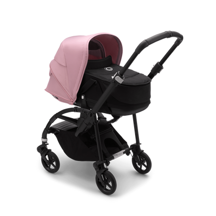 Bugaboo Bee 6 bassinet and seat stroller soft pink sun canopy, black fabrics, black base - view 1