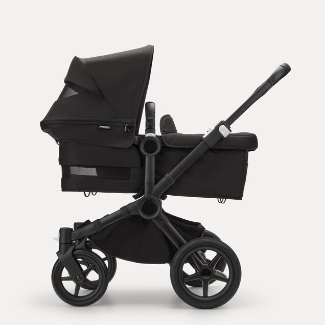 Bugaboo Donkey 5 twin stroller graphite base, midnight black fabrics, animal explorer pink/red sun canopy - Main Image Slide 7 of 12