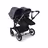 Bugaboo Donkey 5 twin stroller graphite base, midnight black fabrics, stormy blue sun canopy - Thumbnail Slide 3 of 12