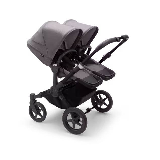 Bugaboo Donkey 5 twin stroller black base, grey mélange fabrics, grey mélange sun canopy - Main Image Slide 2 of 10