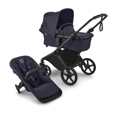 Bugaboo Cub 2-in-1 pram black base, deep indigo fabrics, deep indigo sun canopy