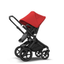 Bugaboo Fox 2 Seat and Bassinet Stroller red sun canopy grey melange style set, black chassis - Thumbnail Slide 5 of 6