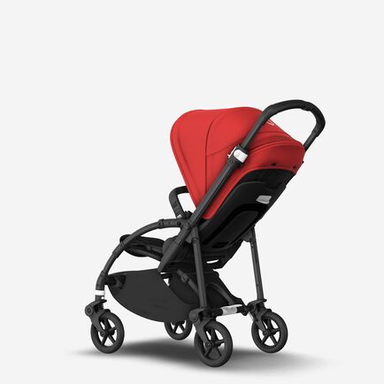 Bugaboo Bee 6 seat stroller red sun canopy, black fabrics, black base
